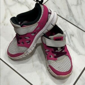 Nike Pink and Gray Sneakers with Breathable Mesh and Velcro Closure